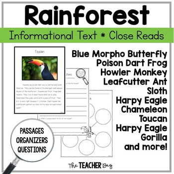 Preview of Rainforest Animals Informational Text Close Reading