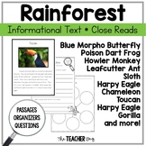 Rainforest Animals Informational Text Close Reading