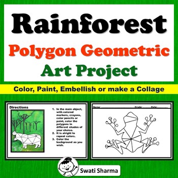 Preview of 11 Rainforest Coloring Pages, Polygon, Geometric Art Project, Pop Art, Activity