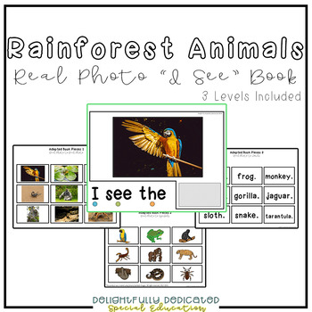 Preview of Rainforest Animals Real Photo "I See" Adapted Book for Special Education