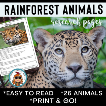 Preview of Rainforest Animals Research Articles Bundle for Informational Writing Reports
