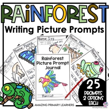 Preview of Rainforest Animals Writing Picture Prompts Activities Journal Pages