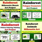 Rainforest Silhouette Mosaic Art Activities, Coloring Pages by Swati Sharma