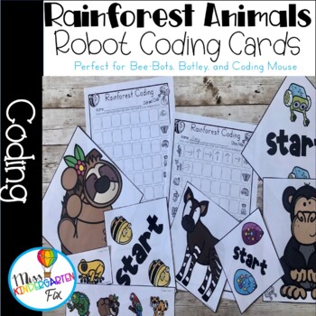 Preview of Rainforest Robot Coding Cards | Beebot | Botley| Coding Mouse