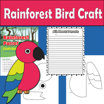 Preview of Rainforest Bird Craft & Writing Template , Build a Parrot Craft