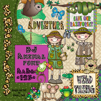 Preview of Rainforest Clip Art Snippets, Jungle Borders & DJ Animal Font by DJ Inkers