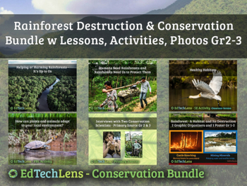 Preview of Rainforest Destruction & Conservation Bundle w Lessons, Activities, Photos Gr2-3
