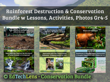 Preview of Rainforest Destruction & Conservation Bundle w Lessons, Activities, Photos Gr4-5