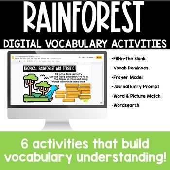 Preview of Rainforest | Digital Vocabulary Activities | Vocabulary Practice
