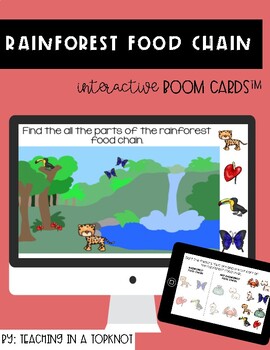 Preview of Rainforest Food Chain BOOM CARDS: Digital Task Cards for Distance Learning