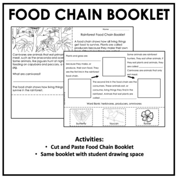 Rainforest Food Chain Cut and Paste Booklet by Lesson Fanatic | TPT