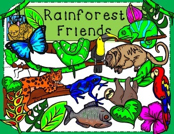 Preview of Rainforest Friends Jungle Clip Art Kid-E-Clips Commercial and Personal Use