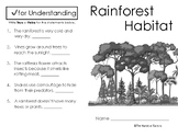 Rainforest Habitat Mini Book with a Check for Understanding