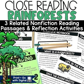 Preview of Rainforest Layers Animals in the Amazon Nonfiction Close Reading Passages