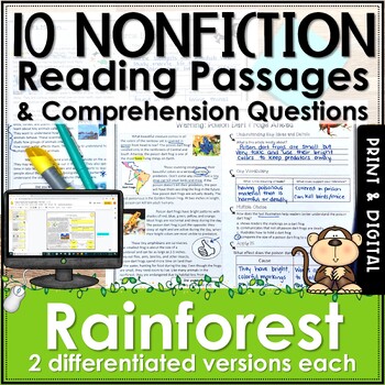 Preview of Rainforest Nonfiction Reading Comprehension Passages and Questions