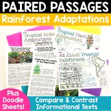 Rainforest Plant Animal Adaptation Paired Passages Compare