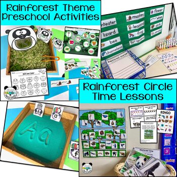 Preview of Rainforest Preschool Theme Unit - Lesson Plans, Math, Literacy, Group Activities