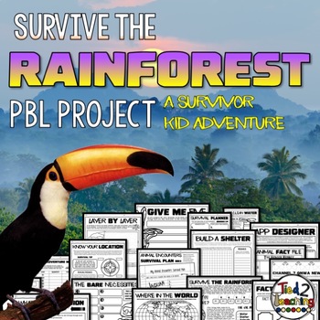 Preview of Rainforest Project Based Learning PBL Habitats ELA Math Writing Activity