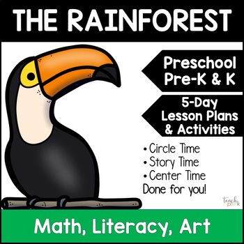 Preview of Lesson Plan for Preschool & PreK - Rainforest Theme - Math, Literacy & Crafts