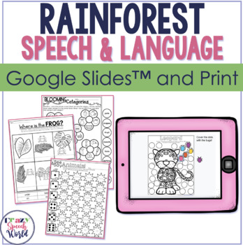 Preview of Rainforest NO PREP Speech Therapy Activities | Google Slides and Print