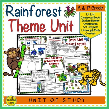 Preview of Rainforest Themed Unit:  Literacy & Math Centers & Activities