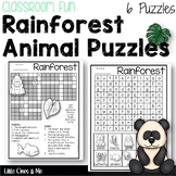 Rainforest Word Search Puzzles Crossword