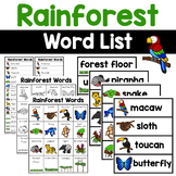 Rainforest Words - Writing Center Word Lists