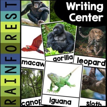 Preview of Rainforest Writing Center | Nonfiction Pictures | Real Pictures | Editable