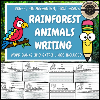 Preview of All About Rainforest Writing Rainforest Unit Worksheets PreK Kinder First TK