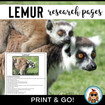 Preview of LEMUR Rainforest animal Research Pages for Rainforest Animal Report