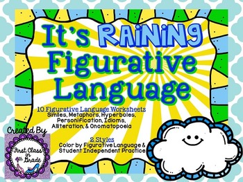 Preview of It's Raining Figurative Language (Weather Literary Device Unit)