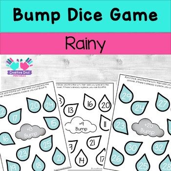 Preview of Rainy Bump It Dice Game, Addition up to 20