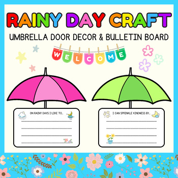 Preview of Rainy Day Activities Writing & Craft Prompt l Spring Door Decor & Bulletin Board