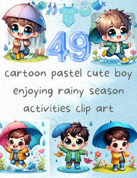 Preview of Rainy Day Adventures: Cute Boy Clip Art Collection