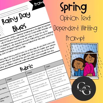 Preview of Rainy Day Blues Text Dependent Opinion Writing (Spring Writing)