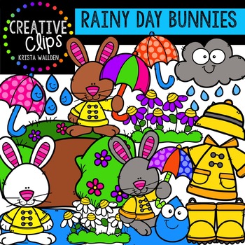 Preview of Rainy Day Bunnies: Spring Clipart {Creative Clips Clipart}