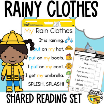 Preview of Rainy Day Clothes | Shared Reading Poem | Project & Trace