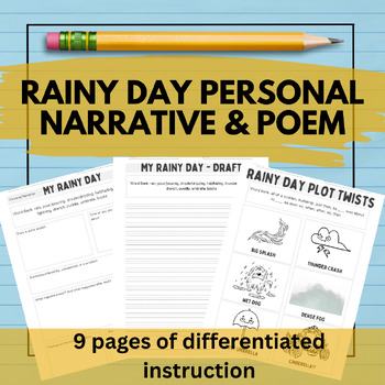 Preview of Rainy Day Graphic Organizers for Personal Narrative and Poetry - Differentiated