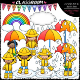 Rainy Day Kids - Clip Art & B&W Set