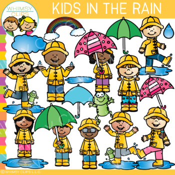 Preview of Rainy Day Kids in the Rain Clip Art