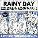 Rainy Day Bookmarks to Color - 8 Coloring Bookmarks Designs