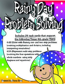 Preview of Rainy Day Problem Solving: 4th Grade Texas Math (TEKS 4.4H and 4.5A)