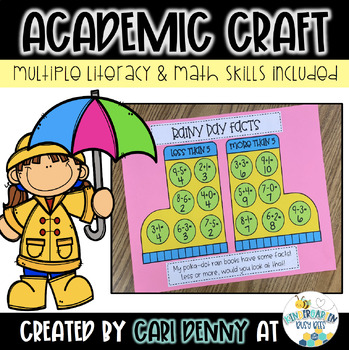 Preview of Rain Boot Craft | Math & Literacy Craft | Spring Weather Academic Craft