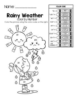 Rainy Weather - Color by Math Word