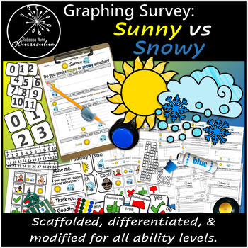 Preview of Sunny vs Snowy Survey | Graphing Survey | Comparing | Special Education