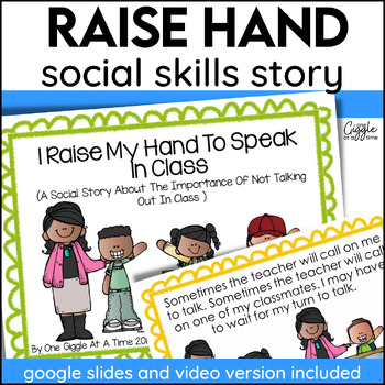 Preview of Raise Hand Impulse Control Social Story Taking Turns Class Rules & Expectations