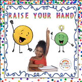 Raise Your Hand Posters, SCOOT Game/Task Cards, and Journal