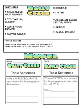 Rally Coach Topic Sentence Practice for 1st and 2nd Grade by Engaged