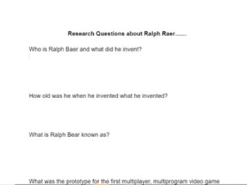 Preview of Ralph Baer Internet Research Activity