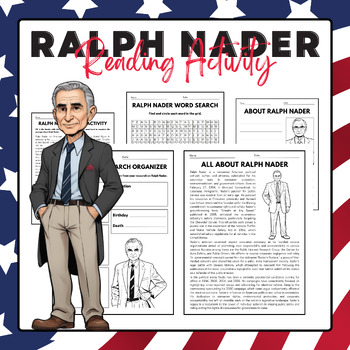 Preview of Ralph Nader - Reading Activity Pack | Arab American Heritage Month Activies